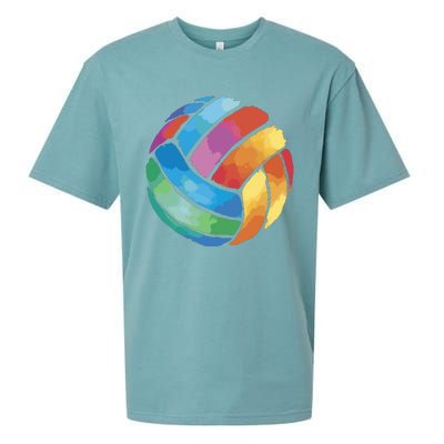 Colorful Watercolor Vollyball Sueded Cloud Jersey T-Shirt