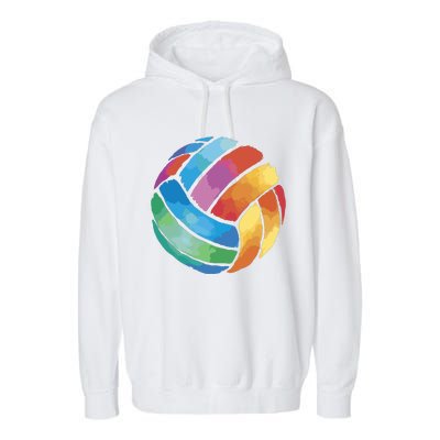 Colorful Watercolor Vollyball Garment-Dyed Fleece Hoodie