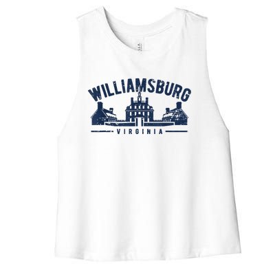 Colonial Williamsburg Virginia Vintage Distressed Style Women's Racerback Cropped Tank