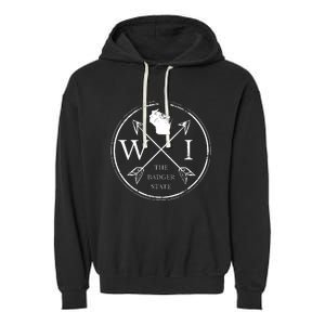 Cute Wisconsin Wi The Badger State Map Wisconsin Garment-Dyed Fleece Hoodie