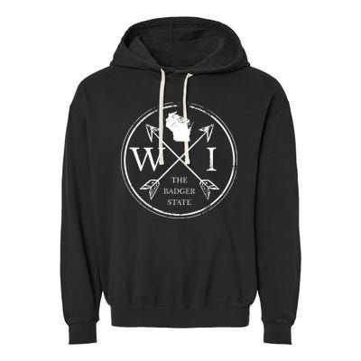 Cute Wisconsin Wi The Badger State Map Wisconsin Garment-Dyed Fleece Hoodie