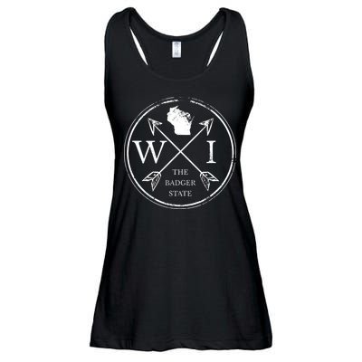 Cute Wisconsin Wi The Badger State Map Wisconsin Ladies Essential Flowy Tank