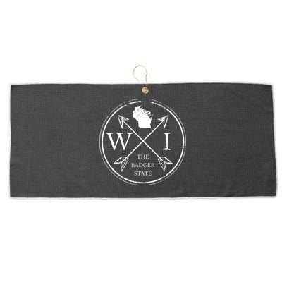 Cute Wisconsin Wi The Badger State Map Wisconsin Large Microfiber Waffle Golf Towel