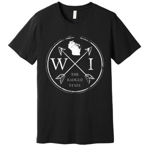 Cute Wisconsin Wi The Badger State Map Wisconsin Premium T-Shirt