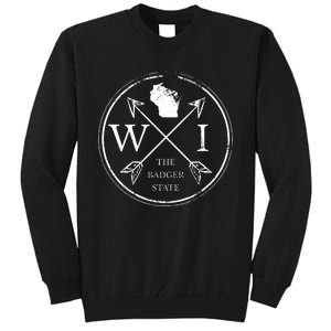 Cute Wisconsin Wi The Badger State Map Wisconsin Tall Sweatshirt