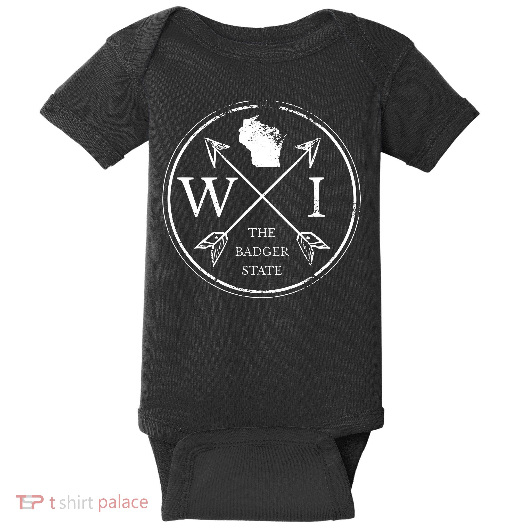 Cute Wisconsin Wi The Badger State Map Wisconsin Baby Bodysuit