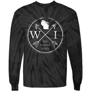 Cute Wisconsin Wi The Badger State Map Wisconsin Tie-Dye Long Sleeve Shirt