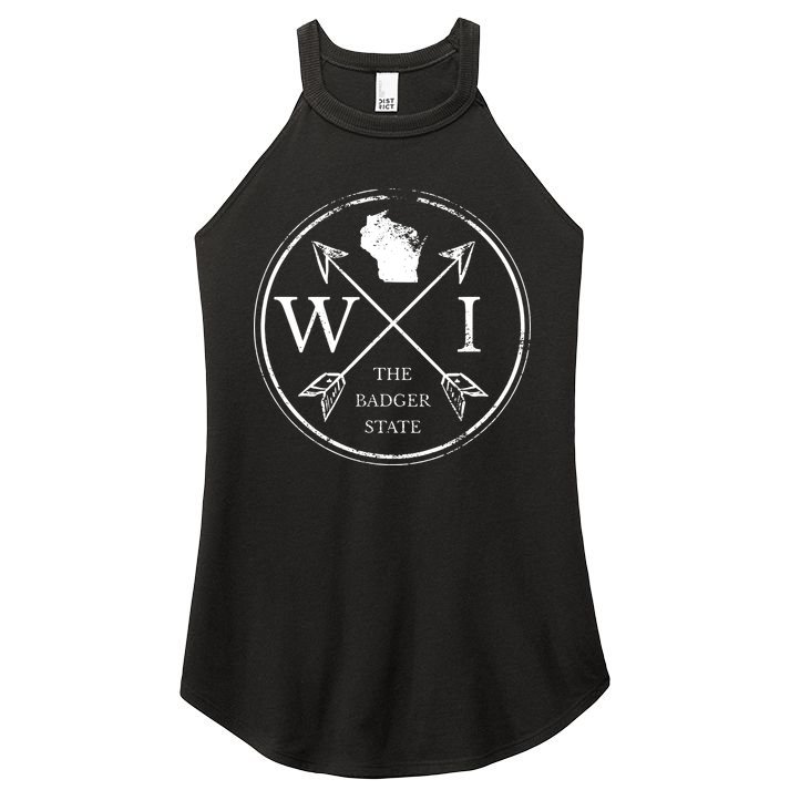 Cute Wisconsin Wi The Badger State Map Wisconsin Women's Perfect Tri Rocker Tank