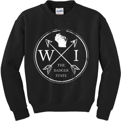 Cute Wisconsin Wi The Badger State Map Wisconsin Kids Sweatshirt