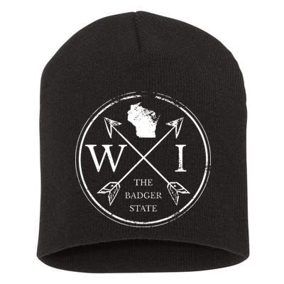 Cute Wisconsin Wi The Badger State Map Wisconsin Short Acrylic Beanie