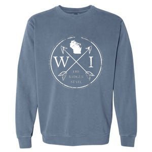 Cute Wisconsin Wi The Badger State Map Wisconsin Garment-Dyed Sweatshirt