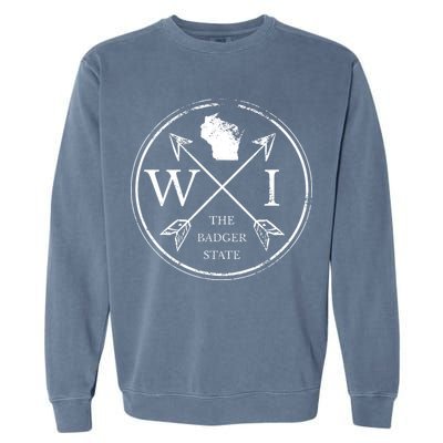 Cute Wisconsin Wi The Badger State Map Wisconsin Garment-Dyed Sweatshirt