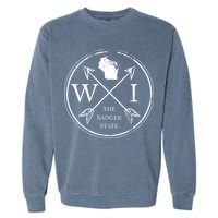 Cute Wisconsin Wi The Badger State Map Wisconsin Garment-Dyed Sweatshirt