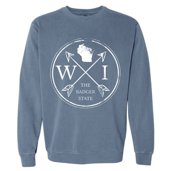 Cute Wisconsin Wi The Badger State Map Wisconsin Garment-Dyed Sweatshirt