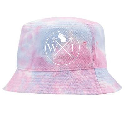 Cute Wisconsin Wi The Badger State Map Wisconsin Tie-Dyed Bucket Hat