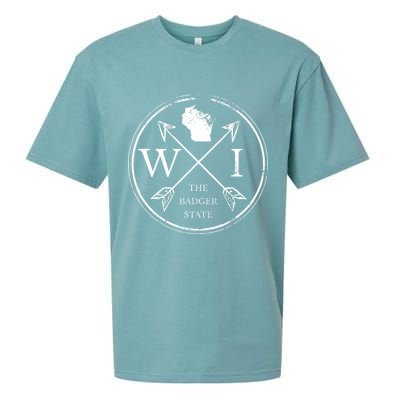 Cute Wisconsin Wi The Badger State Map Wisconsin Sueded Cloud Jersey T-Shirt