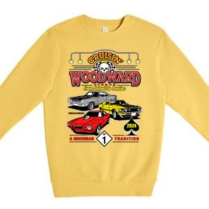 Crusin Woodward Woodward Ave Detroit To Pontiac A Michigan Tradition 2024 Premium Crewneck Sweatshirt