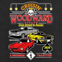 Crusin Woodward Woodward Ave Detroit To Pontiac A Michigan Tradition 2024 7 Panel Mesh Trucker Snapback Hat