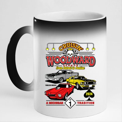 Crusin Woodward Woodward Ave Detroit To Pontiac A Michigan Tradition 2024 11oz Black Color Changing Mug