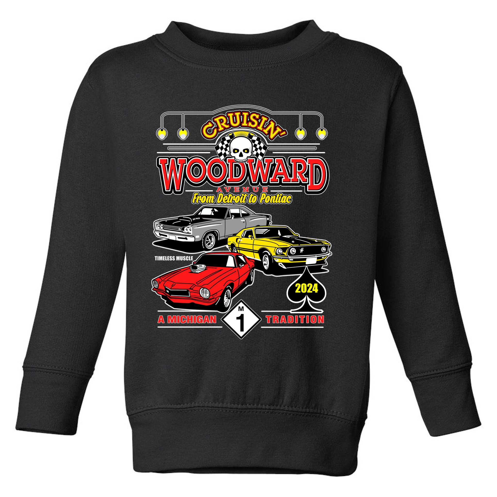 Crusin Woodward Woodward Ave Detroit To Pontiac A Michigan Tradition 2024 Toddler Sweatshirt