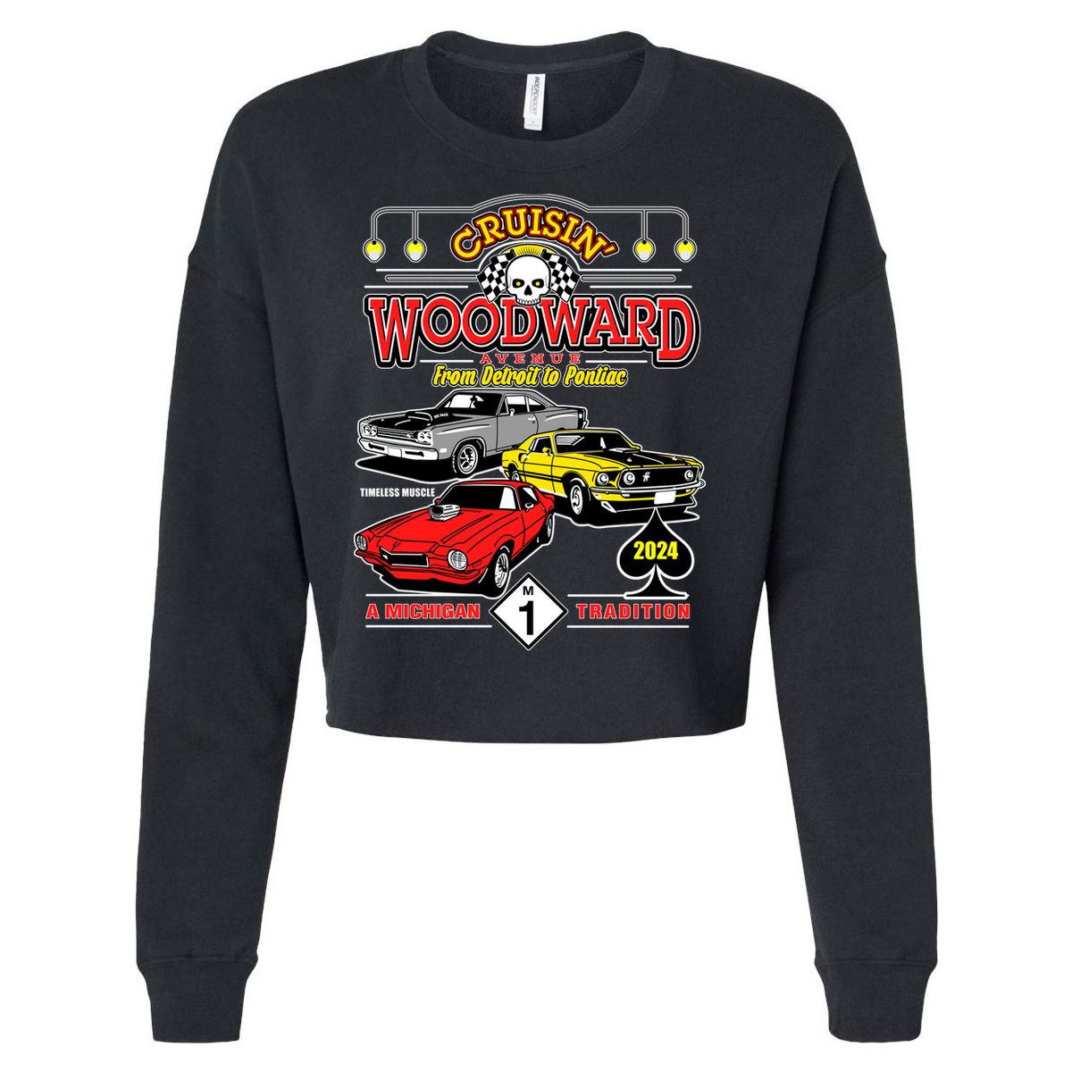 Crusin Woodward Woodward Ave Detroit To Pontiac A Michigan Tradition 2024 Cropped Pullover Crew