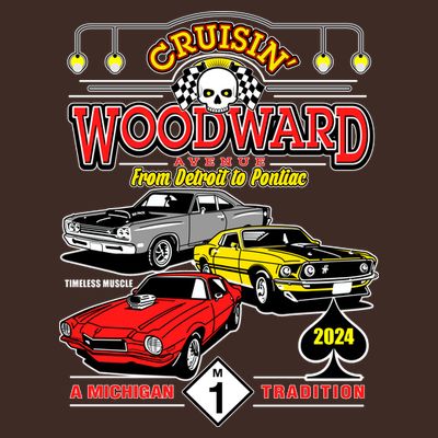 Crusin Woodward Woodward Ave Detroit To Pontiac A Michigan Tradition 2024 T-Shirt