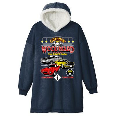 Crusin Woodward Woodward Ave Detroit To Pontiac A Michigan Tradition 2024 Hooded Wearable Blanket