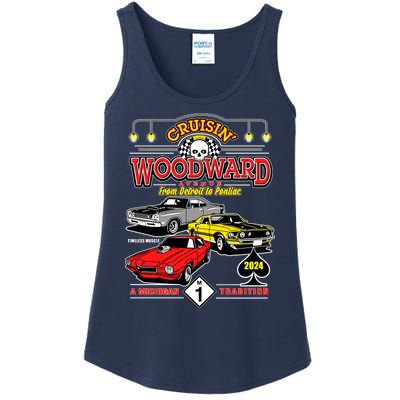 Crusin Woodward Woodward Ave Detroit To Pontiac A Michigan Tradition 2024 Ladies Essential Tank