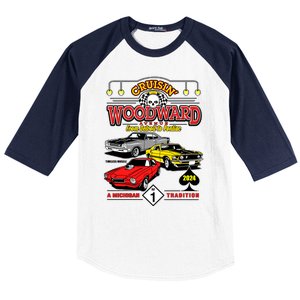 Crusin Woodward Woodward Ave Detroit To Pontiac A Michigan Tradition 2024 Baseball Sleeve Shirt