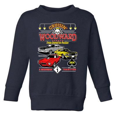 Crusin Woodward Woodward Ave Detroit To Pontiac A Michigan Tradition 2024 Toddler Sweatshirt