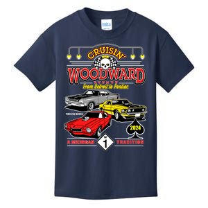 Crusin Woodward Woodward Ave Detroit To Pontiac A Michigan Tradition 2024 Kids T-Shirt