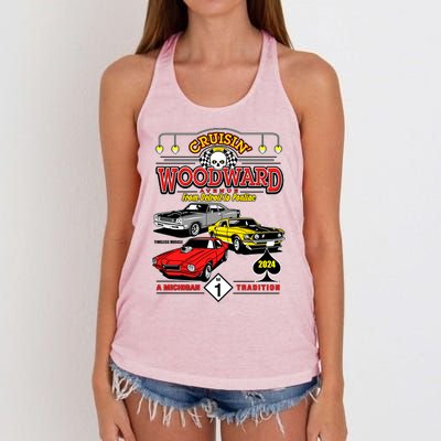 Crusin Woodward Woodward Ave Detroit To Pontiac A Michigan Tradition 2024 Women's Knotted Racerback Tank