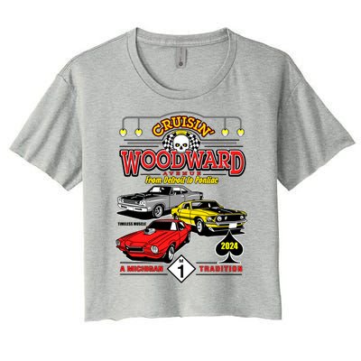 Crusin Woodward Woodward Ave Detroit To Pontiac A Michigan Tradition 2024 Women's Crop Top Tee