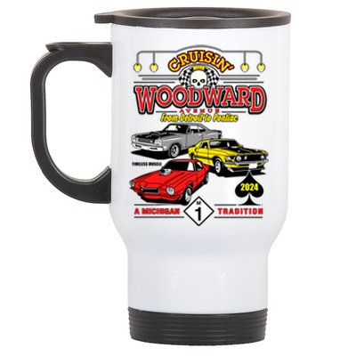 Crusin Woodward Woodward Ave Detroit To Pontiac A Michigan Tradition 2024 Stainless Steel Travel Mug