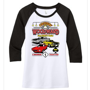 Crusin Woodward Woodward Ave Detroit To Pontiac A Michigan Tradition 2024 Women's Tri-Blend 3/4-Sleeve Raglan Shirt