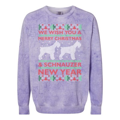 Cool We Wish You A Merry Christmas Schnauzer Ugly Sweater Gift Colorblast Crewneck Sweatshirt