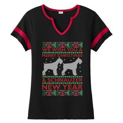 Cool We Wish You A Merry Christmas Schnauzer Ugly Sweater Gift Ladies Halftime Notch Neck Tee