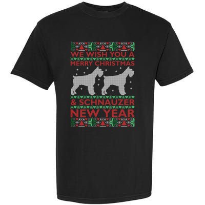 Cool We Wish You A Merry Christmas Schnauzer Ugly Sweater Gift Garment-Dyed Heavyweight T-Shirt