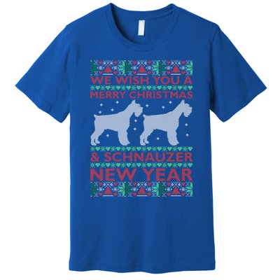 Cool We Wish You A Merry Christmas Schnauzer Ugly Sweater Gift Premium T-Shirt