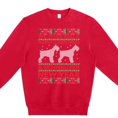 Cool We Wish You A Merry Christmas Schnauzer Ugly Sweater Gift Premium Crewneck Sweatshirt