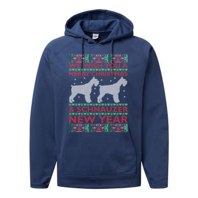 Cool We Wish You A Merry Christmas Schnauzer Ugly Sweater Gift Performance Fleece Hoodie