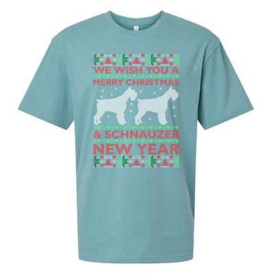 Cool We Wish You A Merry Christmas Schnauzer Ugly Sweater Gift Sueded Cloud Jersey T-Shirt