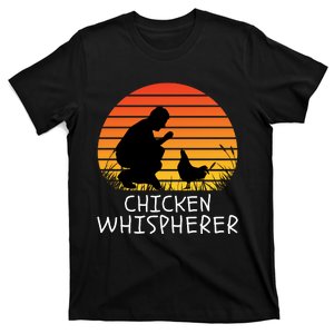 Chicken Whisperer With Retro Sunset, Funny Chickens, Farmer T-Shirt