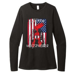 Chicken Whisperer With Grudge USA Flag, Funny Backyard Chickens Womens CVC Long Sleeve Shirt