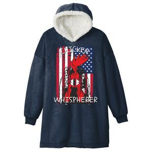 Chicken Whisperer With Grudge USA Flag, Funny Backyard Chickens Hooded Wearable Blanket