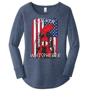 Chicken Whisperer With Grudge USA Flag, Funny Backyard Chickens Women's Perfect Tri Tunic Long Sleeve Shirt