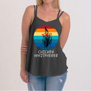 Chicken Whisperer With Retro Sunset, Funny Chicken, Farmer Women's Strappy Tank