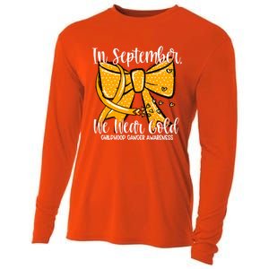 Coquette We Wear Gold Ribbon Hood Cancer Awareness Cute Gift Cooling Performance Long Sleeve Crew