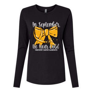 Coquette We Wear Gold Ribbon Hood Cancer Awareness Cute Gift Womens Cotton Relaxed Long Sleeve T-Shirt