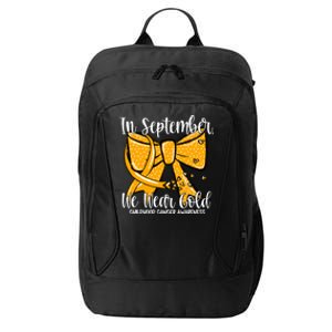 Coquette We Wear Gold Ribbon Hood Cancer Awareness Cute Gift City Backpack